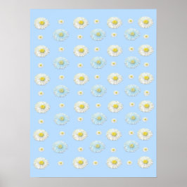 Daisy Pattern auf hellblauem Hintergrund Poster