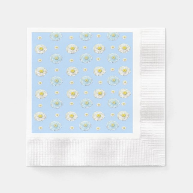 Daisy Pattern auf hellblauem Hintergrund Serviette (Vorderseite)