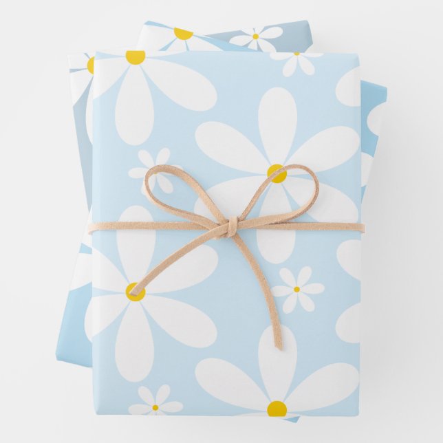 Daisy Pattern (Blau) Geschenkpapier Set (Beispiel)