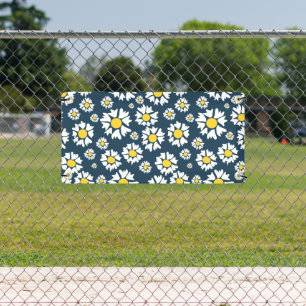 Daisy Pattern, Blumenmuster, weiße Daisien Banner