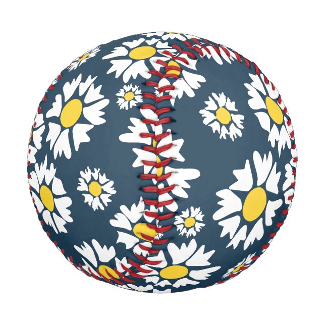 Daisy Pattern, Blumenmuster, weiße Daisien Baseball (Schrägansicht)