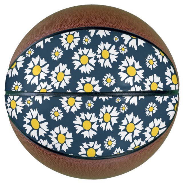 Daisy Pattern, Blumenmuster, weiße Daisien Basketball (Vorderseite)