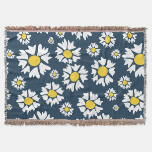 Daisy Pattern, Blumenmuster, weiße Daisien Decke