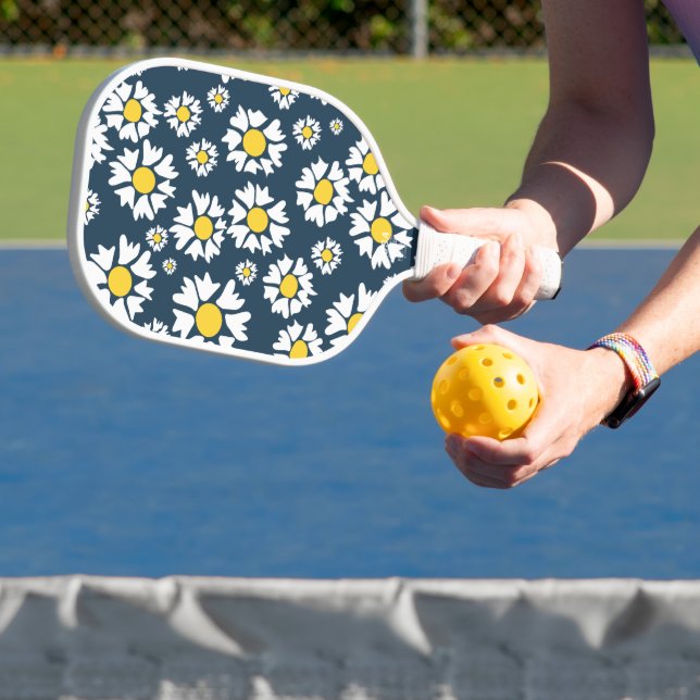 Daisy Pattern, Blumenmuster, weiße Daisien Pickleball Schläger (InSitu)