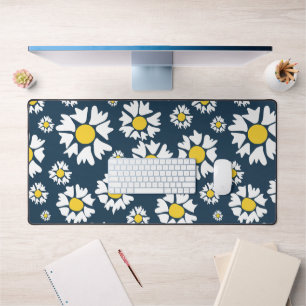 Daisy Pattern, Blumenmuster, weiße Daisien Schreibtischunterlage