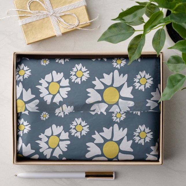 Daisy Pattern, Blumenmuster, weiße Daisien Seidenpapier (Geschenk)