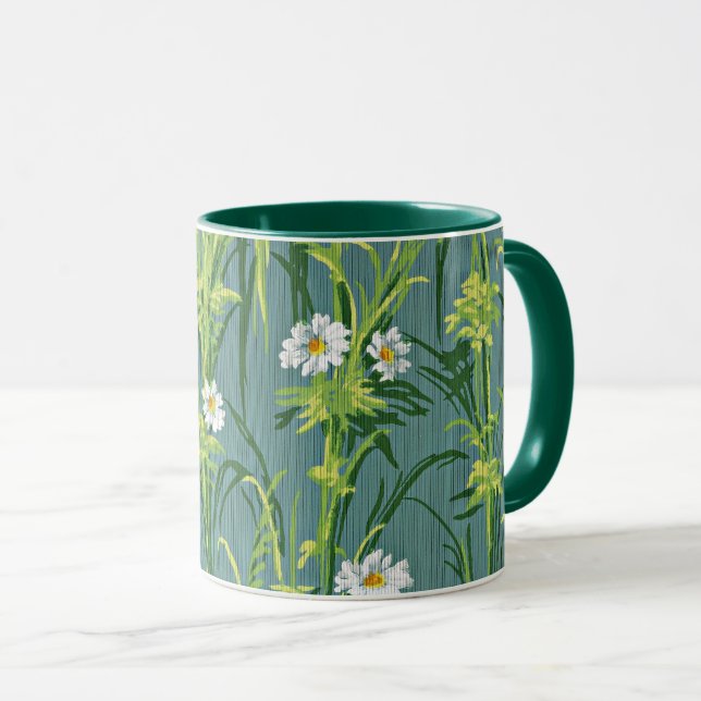 Daisy Pattern, grünes Muster, Tasse (VorderseiteRechts)