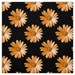 Daisy Pattern - Light Orange auf Black Stoff
