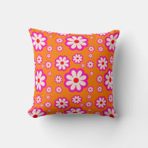 Daisy Pattern Pink & Orange 70er BOHO Floral Retro