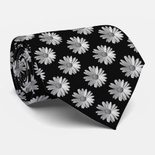 Daisy Pattern - Schwarz und Weiß Krawatte