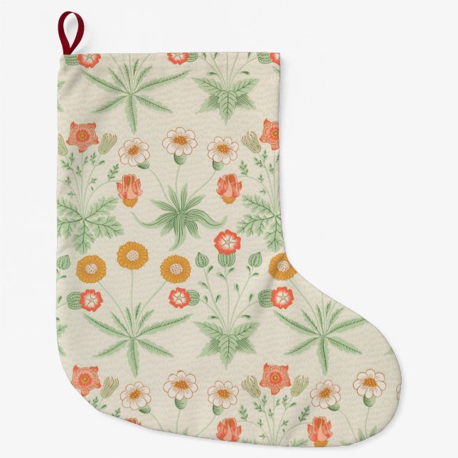 Daisy Pattern (von William Morris) Großer Weihnachtsstrumpf (Vorderseite)