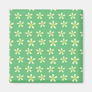 Daisy Pattern Yellow & White Daisies auf Green Magnet