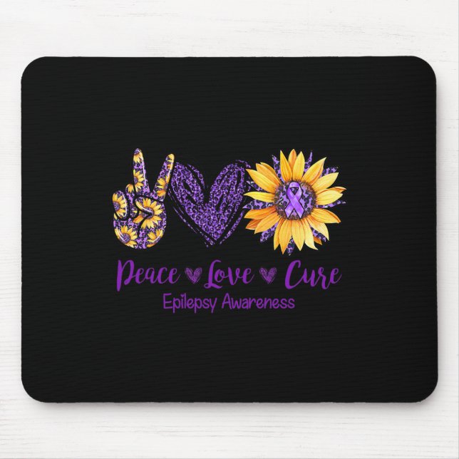 Daisy Peace Liebe Heilung Epilepsie Awareness Lila Mousepad (Vorne)