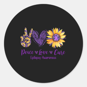 Daisy Peace Liebe Heilung Epilepsie Awareness Lila Runder Aufkleber