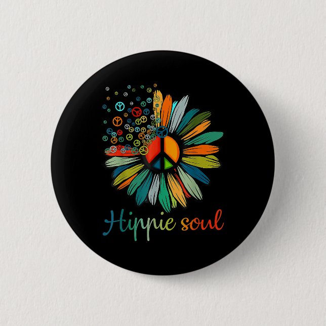 Daisy Peace Sign Hippie Soul Blume Liebe Geschenke Button (Vorderseite)