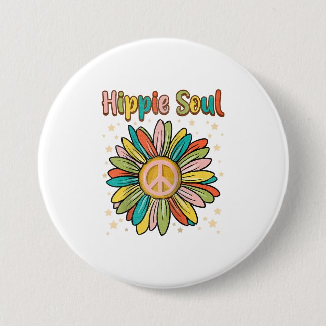 Daisy Peace Sign Hippie Soul Niedlich Daisy Button (Vorderseite)