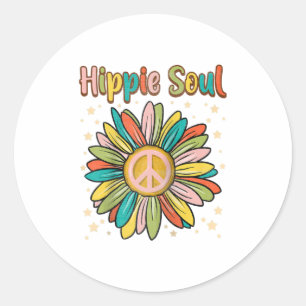 Daisy Peace Sign Hippie Soul Niedlich Daisy Runder Aufkleber