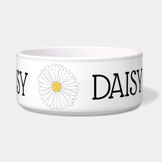 Daisy Personalisiert Dog White Yellow Daisis Blume Napf (Rechts)