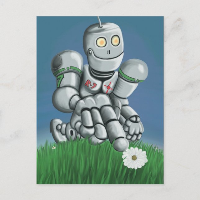 Daisy Picking Robot Postcard Postkarte (Vorderseite)