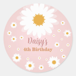 Daisy Pink Any Age Birthday  Runder Aufkleber