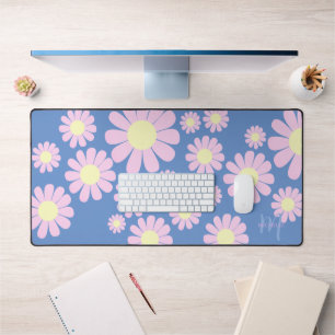 Daisy Pink Blue Desk Mat Schreibtischunterlage