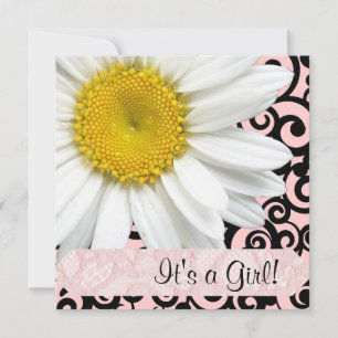 Daisy Pink Girl Babydusche Einladung