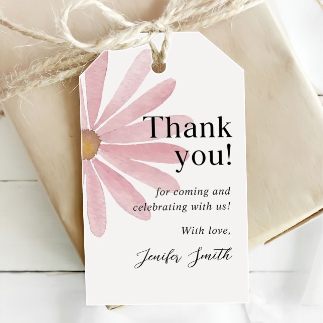 Daisy Pink Girl First Birthday Party Geschenkanhänger (Von Creator hochgeladen)