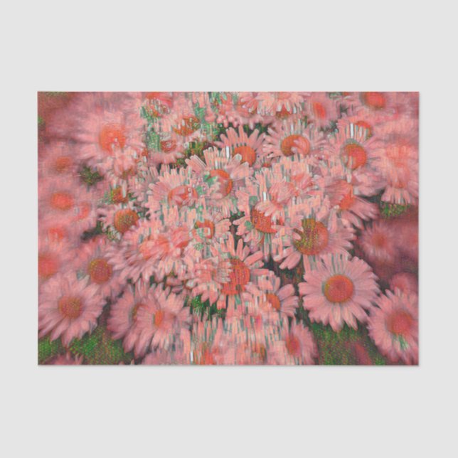 Daisy Pink Green Boho Hippie Vintage Blumenkunst Seidenpapier (Vorderseite)