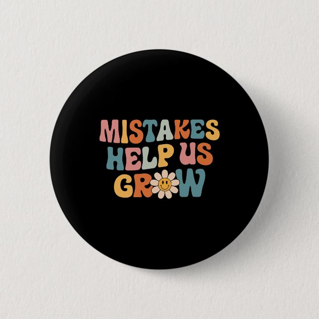 Daisy Positive Growth Mindset Retro Teacher Back T Button (Vorderseite)
