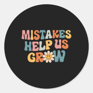 Daisy Positive Growth Mindset Retro Teacher Back T Runder Aufkleber