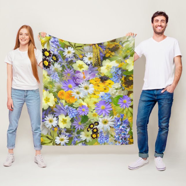 Daisy ,Primrose, Daffodil Flowers Fleecedecke (Beispiel)