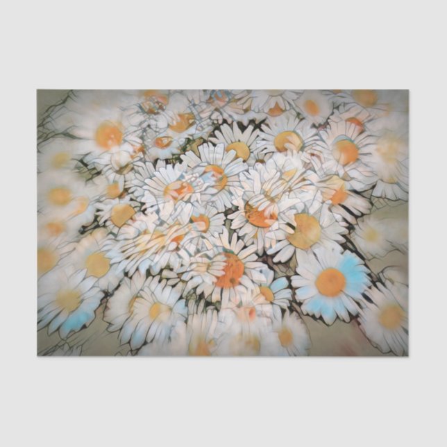 Daisy Print White Blumen Art Decoupage Seidenpapier (Vorderseite)