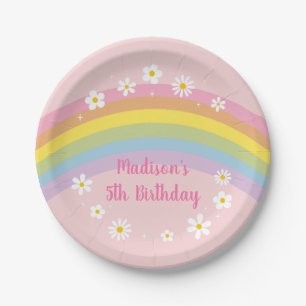 Daisy Rainbow Let's Party Retro Birthday Pappteller