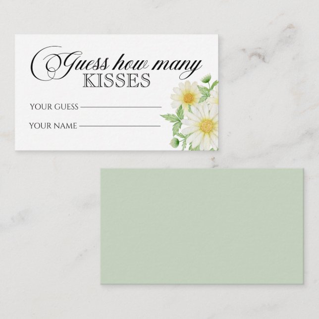Daisy rät, wie viele Küsse Bridgame Begleitkarte (Vorne/Hinten)