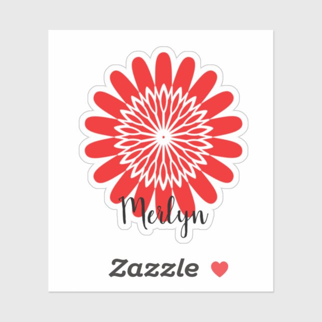 Daisy Red Blume Floral Individuelle Name Custom Aufkleber (Blatt)