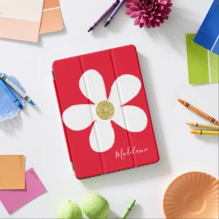 Daisy Red White Simple Gold Personal iPad Air Hülle