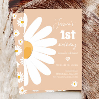 Daisy Retro Boho Party Sand Girl Erster Geburtstag Einladung