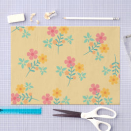 Daisy Retro Bouquet Muster in Gelb Seidenpapier