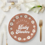 Daisy Retro Gender Neutral Baby Shower Pappteller<br><div class="desc">Daisy Retro Baby Duschdusche Teller. Entsprechende Artikel in unserem Shop Cava Party Design</div>