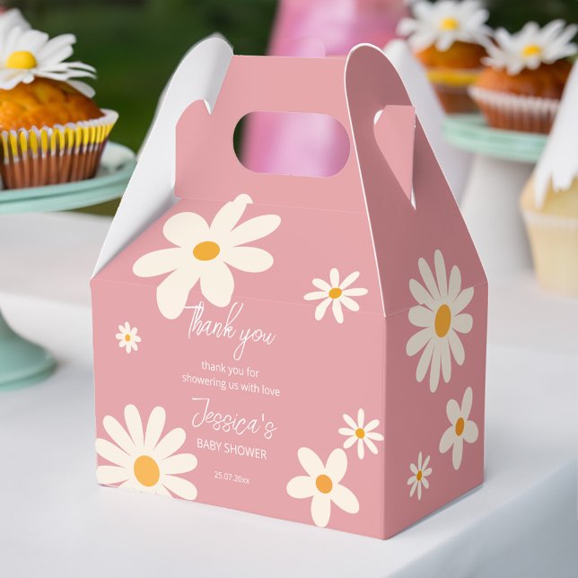 Daisy Retro rosa Wüste Baby Dusche boho Geschenkschachtel (Daisy retro pink desert baby shower boho favor box baby shower favors personalized favor box)