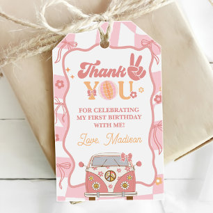 Daisy & Retro Van Pastel Groovy 1. Geburtstag Geschenkanhänger