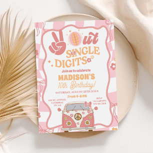 Daisy & Retro Van Pastel Groovy Geburtstagsparty Einladung