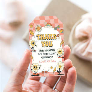 Daisy & Retro Van Pink Groovy 1. Geburtstag Geschenkanhänger