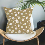 Daisy Retro Vintag 70er Blumengrün Muster Kissen<br><div class="desc">Groovy, funky, trendig Retro 60er und 70er Dekoration ist wieder da! Das Design ist farbenfroh, mit einem hellen und luftigen Muster voller Mod-farbiger Gänse in Gelb und Weiß. Die Kunst, die von Audrey Jeanne Roberts, einer international anerkannten Künstlerin, kreiert und grafisch entworfen wurde, ist in diesem Stoffmuster grafisch gestaltet. Urheberrecht....</div>