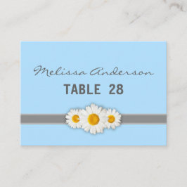 Daisy Ribbon - Blue Gray & White Escort Card Platzkarte