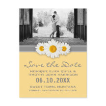Daisy Ribbon - Gelb, grau und weiß Save the Date