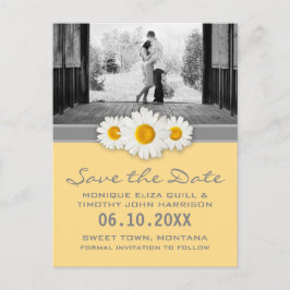 Daisy Ribbon - Gelb, grau und weiß Save the Date Ankündigungspostkarte