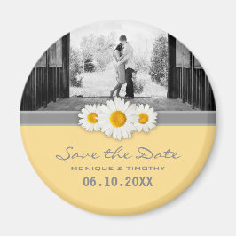 Daisy Ribbon - Gelb, grau und weiß Save the Date Magnet