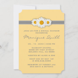 Daisy Ribbon - Gelbgraues und weißes Brautparty Einladung