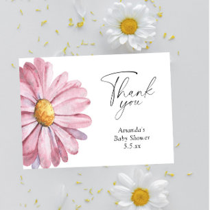 Daisy rosa Wildblume elegant Danke-Card Dankeskarte